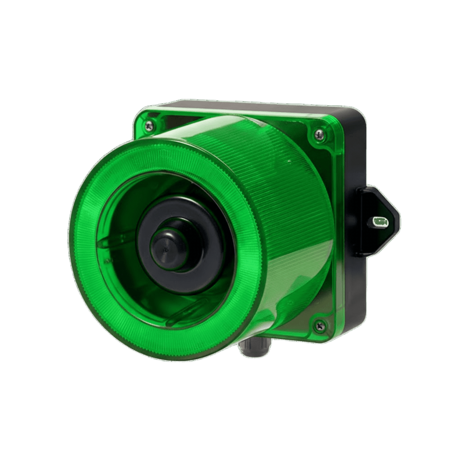 Combinacion de baliza LED color Verde y sirena electrÃ³nica de 31 tonos resistente a la intemperie de volumen mÃ¡x. 123 dB a 12-24 VCD