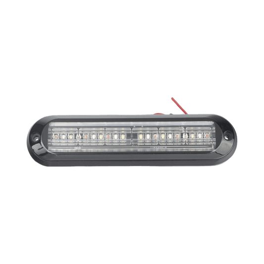 Luz Auxiliar Ultra Brillante  IP67 de 18 LEDs, Color Rojo/Azul/Ambar, con mica transparente y bisel negro