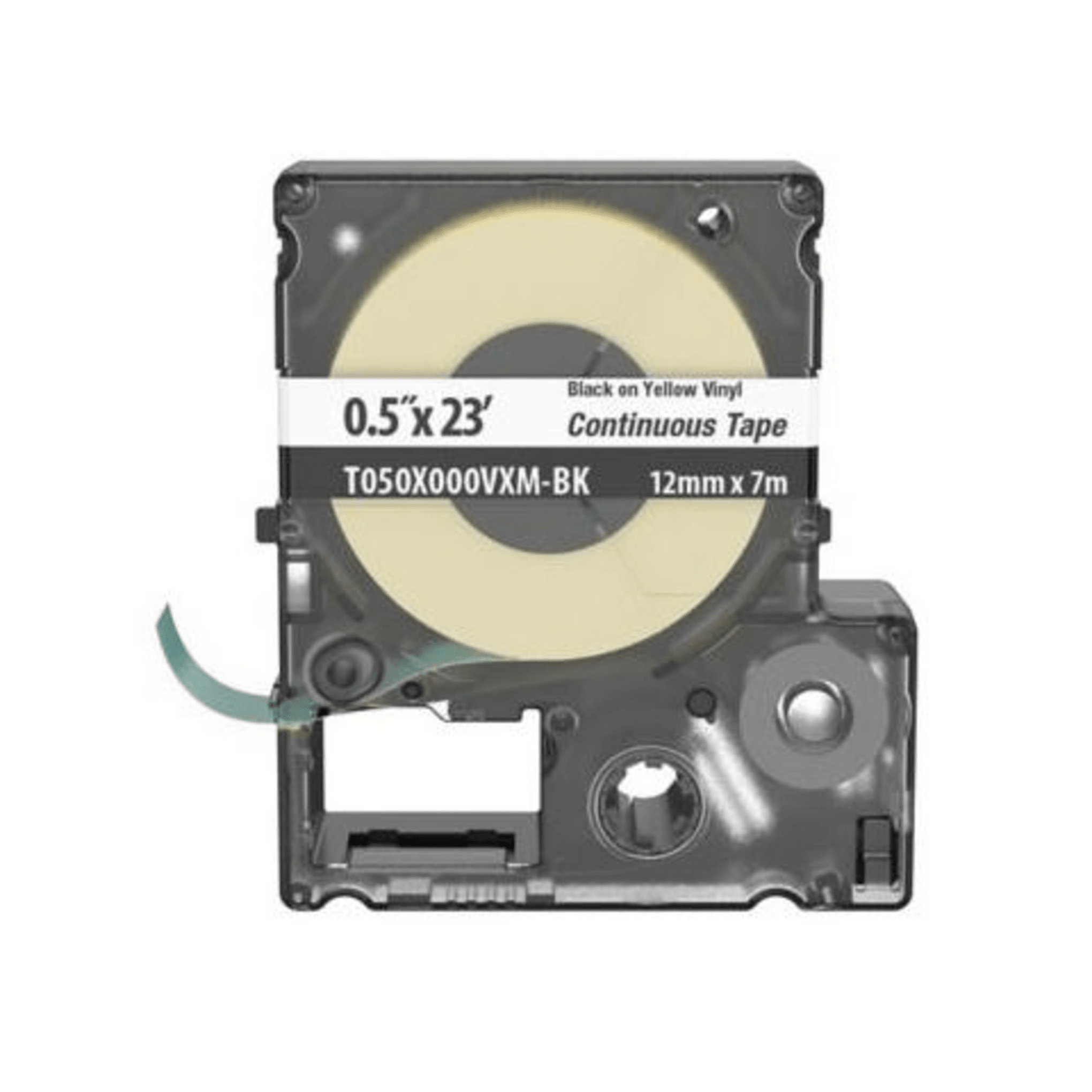 Casete de Etiquetas de Vinilo de Cinta Continua, Color Negro Sobre Amarillo, Uso Interior/Exterior, 9 mm de Ancho x 7 Metros de Largo