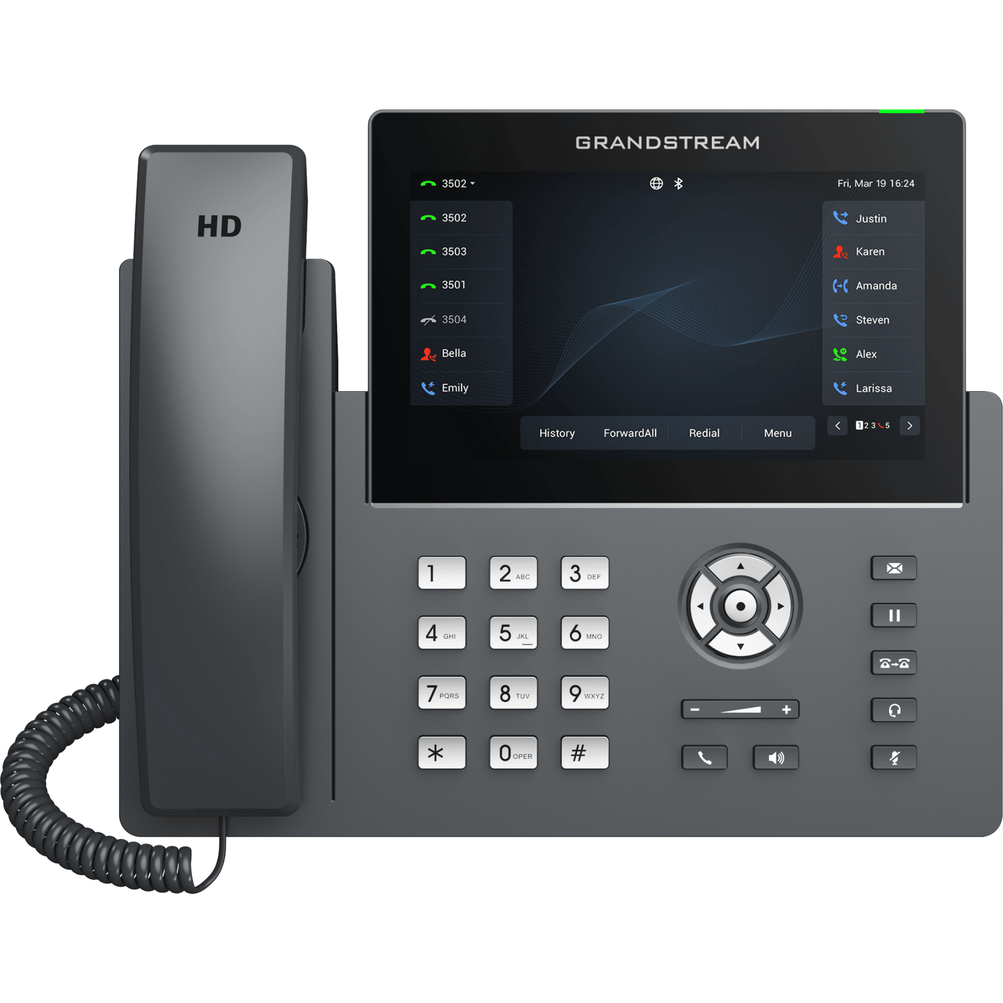 TelÃ©fono IP Wi-Fi, Grado Operador, 12 lÃ­neas SIP con 6 cuentas, pantalla tÃ¡ctil  7", puertos Gigabit, Bluetooth, PoE, codec Opus, IPV4/IPV6 con gestiÃ³n en la nube GDMS