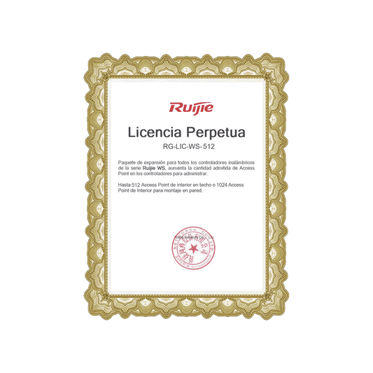 Paquete de expansiÃ³n para controladores inalÃ¡mbricos serie Ruijie WS hasta 512 APs interior en techo o 1024 APs interior montaje en pared.