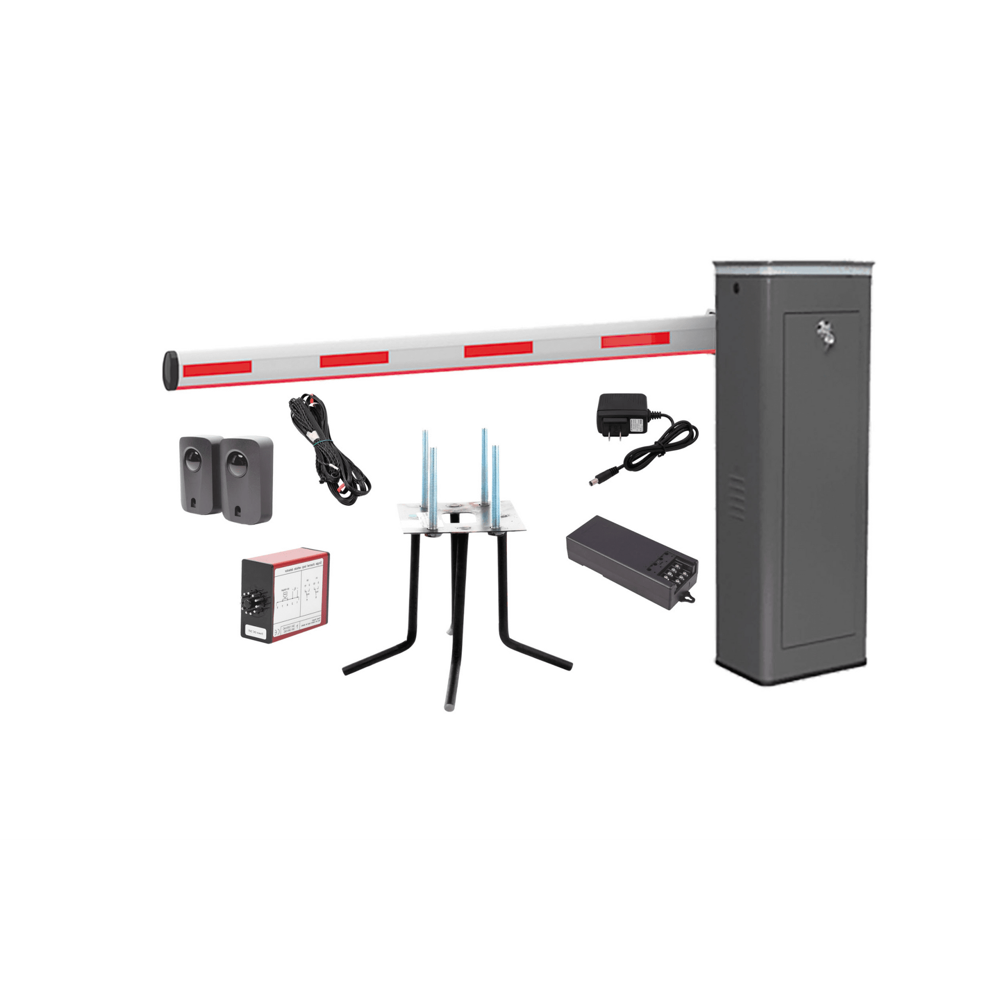 Kit COMPLETO Barrera Izquierda XBF Con Corona LED / Brazo Iluminado de 3M / Incluye Sensor de Masa, Transformador, Lazo MagnÃ©tico, Ancla, Fotoceldas y 2 Controles InalÃ¡mbricos