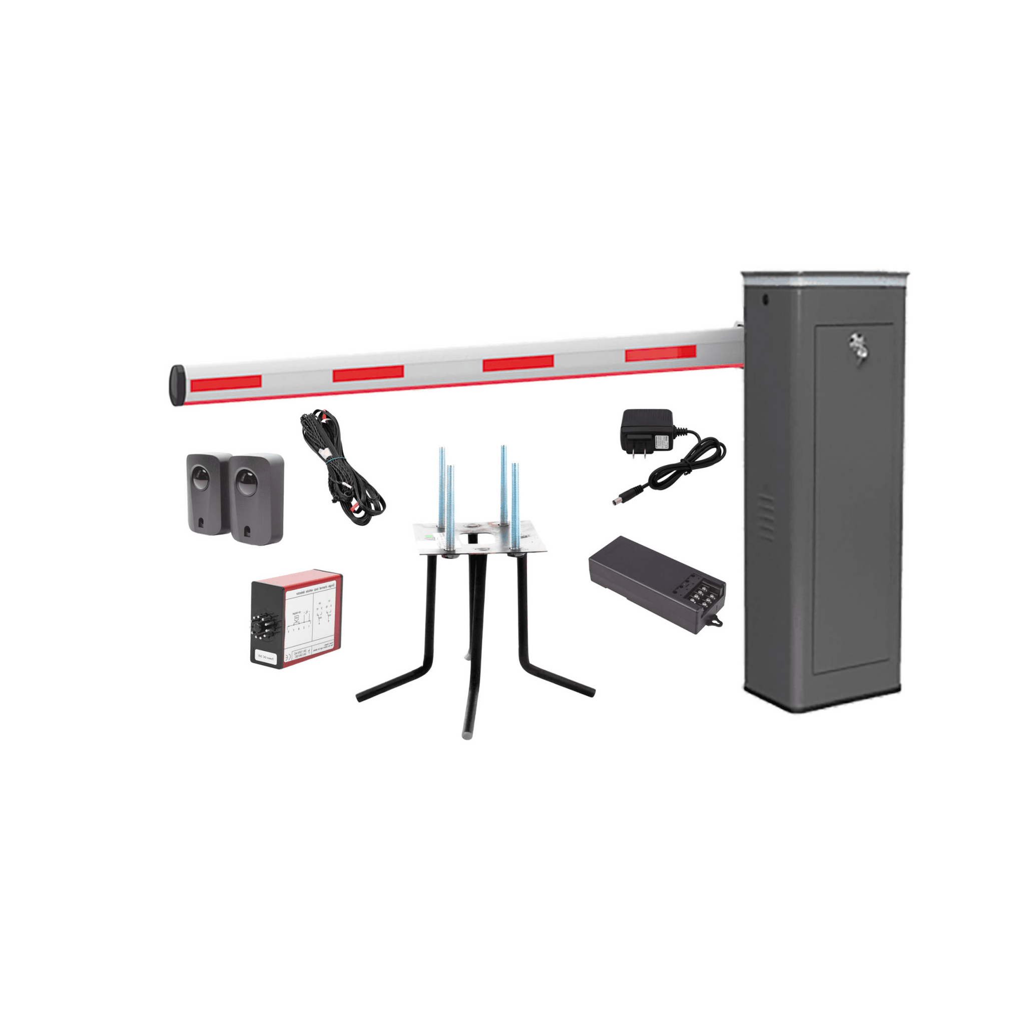 Kit COMPLETO Barrera Izquierda XBF Con Corona LED / Brazo Iluminado de 3M / Incluye Sensor de Masa, Transformador, Lazo MagnÃ©tico, Ancla, Fotoceldas y 2 Controles InalÃ¡mbricos