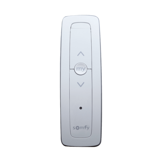 Control remoto 1 canal para motores de persiana Somfy con seÃ±al inalÃ¡mbrica, instrucciones: sube, baja y detener, con posiciÃ³n favorita programada.