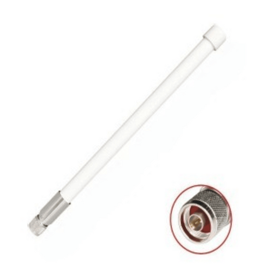 1 Antena Omnidireccional / Doble Banda 2.4 GHz y 5 GHz / Ganancia 7 dBi (2.4 GHz) y 10 dBi (5 GHz) / Exterior / PolarizaciÃ³n Vertical / Conector N Macho