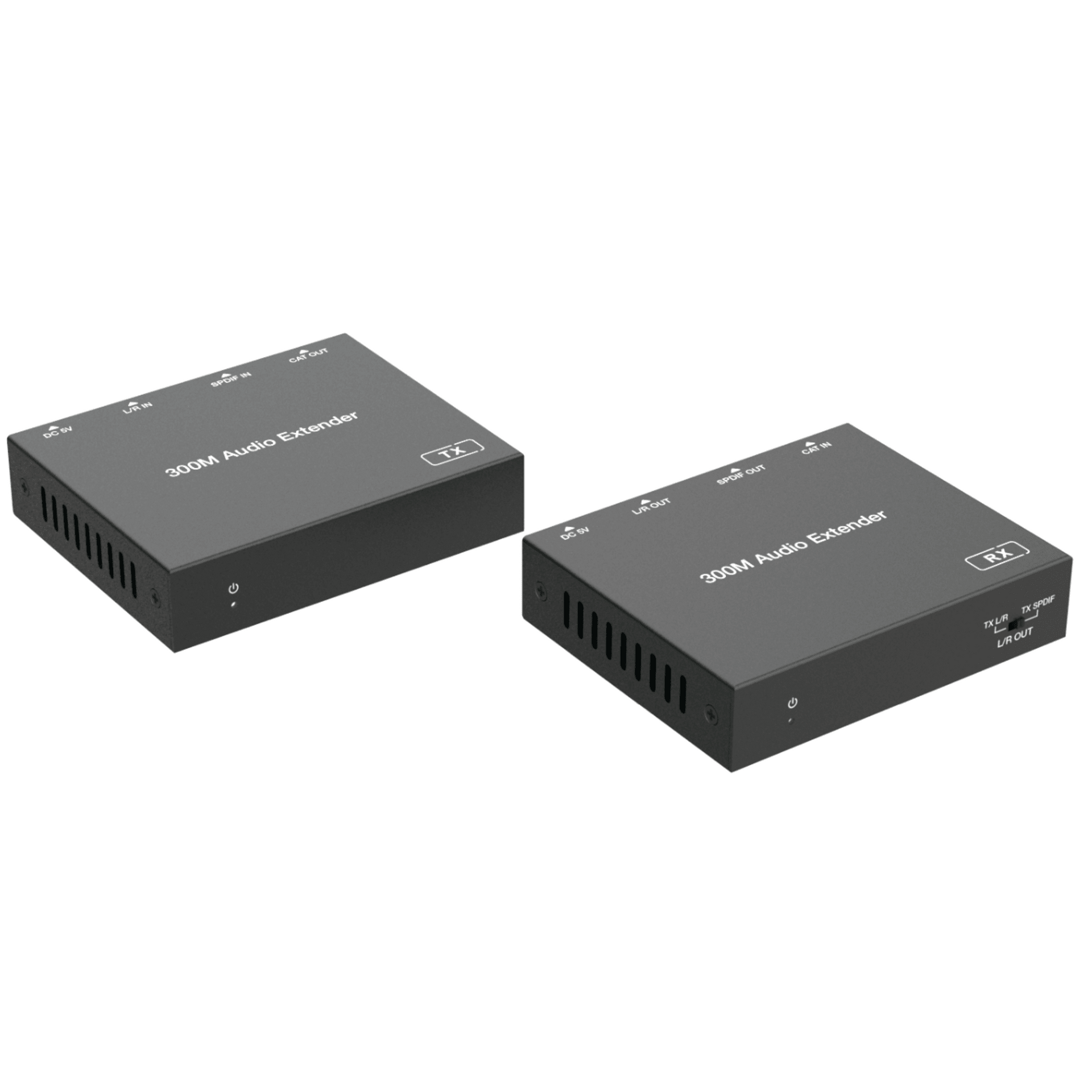 Extensor de Audio | Digital Óptico y Analógico | Transmisión hasta 300 m | Soporte 48/96/192 kHz | Selección de salida en receptor | Función POC bidireccional | Plug-and-Play | Ideal para HDTV, AVR y sistemas multizona