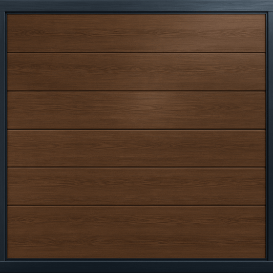 Puerta de Garage de Alta Calidad / Linea Central / Imitacion madera / oscura / 10x7 pies / AISLADA / Estilo Americana.