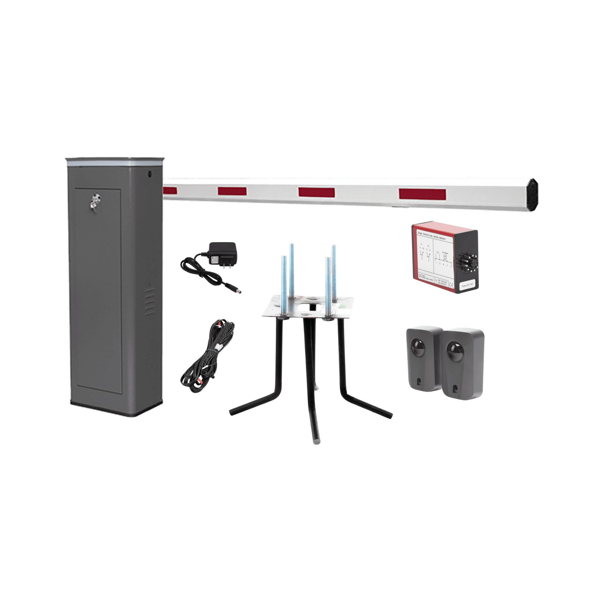 Kit COMPLETO Barrera Derecha XBF Con Corona LED / Brazo de 3M / Incluye Sensor de Masa, Transformador, Lazo MagnÃ©tico, Ancla, Fotoceldas y 2 Controles InalÃ¡mbricos