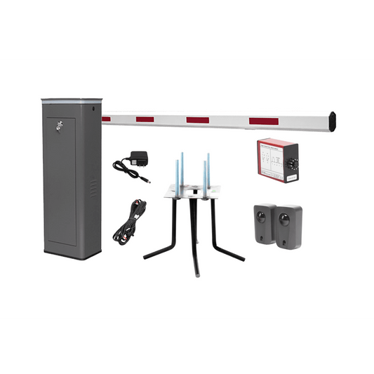 Kit COMPLETO Barrera Derecha XBF Con Corona LED / Brazo de 3M / Incluye Sensor de Masa, Transformador, Lazo MagnÃ©tico, Ancla, Fotoceldas y 2 Controles InalÃ¡mbricos