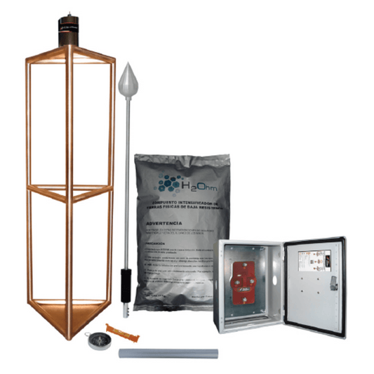 Kit de Pararrayo con Punta con DiÃ¡metro de ProtecciÃ³n de 300 metros, fabricado en Acero Inoxidable.