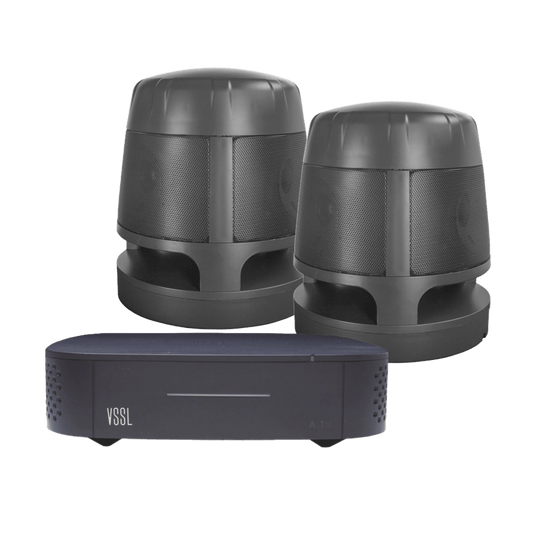 KIT Amplificador VSSL A1X | 2 Bocinas Acoustiscape TruAudio Modelo AS360 |  IP66