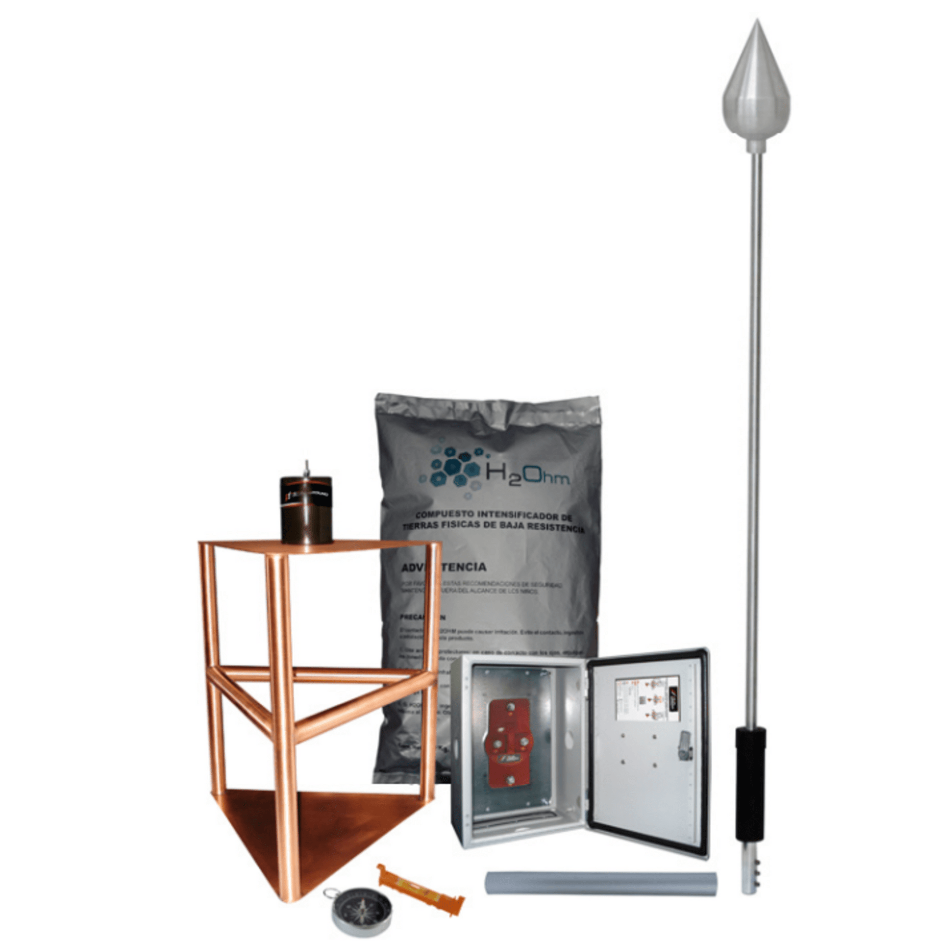 Kit de Pararrayo con Punta de Acero inoxidable, con DiÃ¡metro de ProtecciÃ³n de 200 metros.