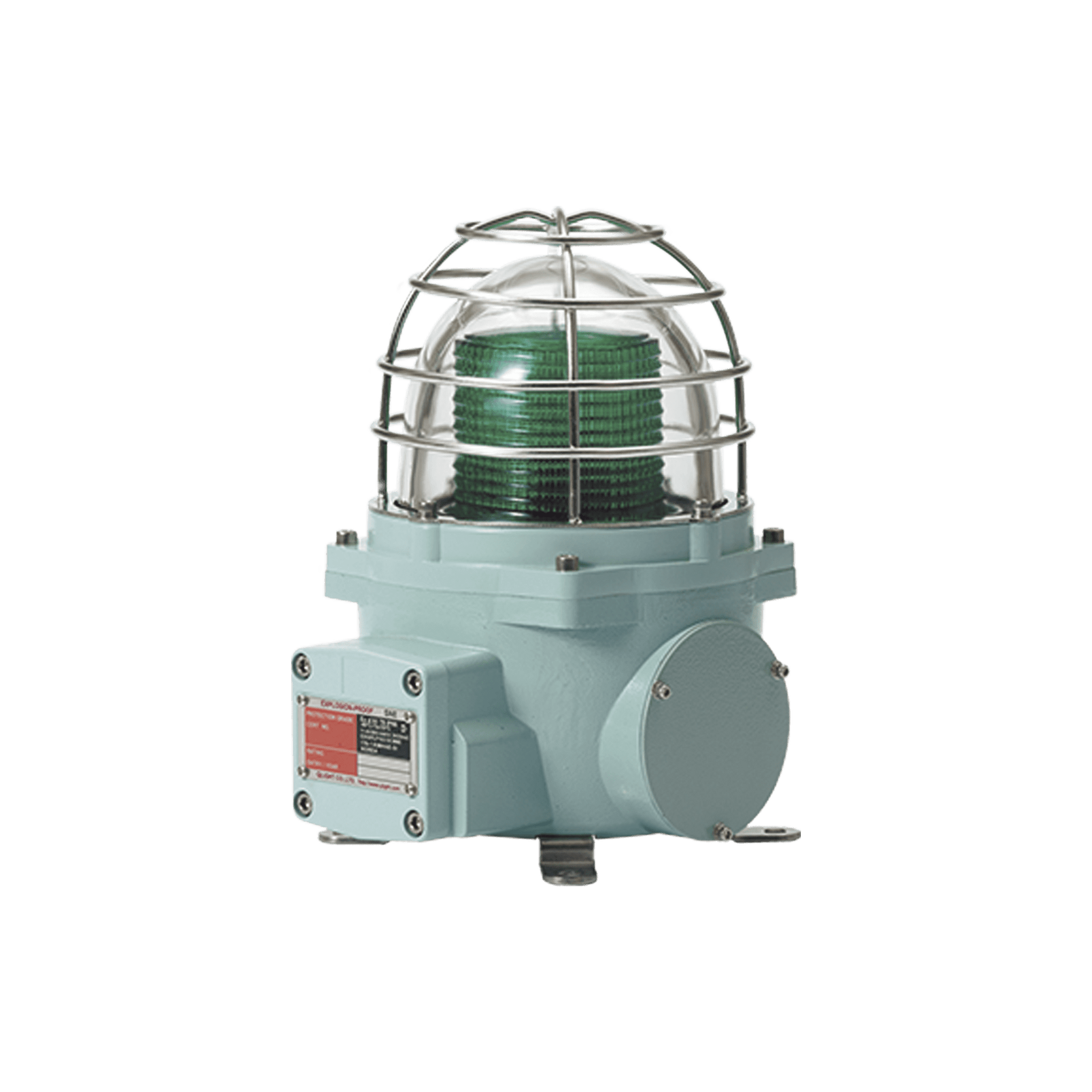 Baliza con luz LED color Verde con patrÃ³n de destello fijo o flasheante, ideal para zonas y Ã¡reas peligrosas, opera en un rango de 120 VCA