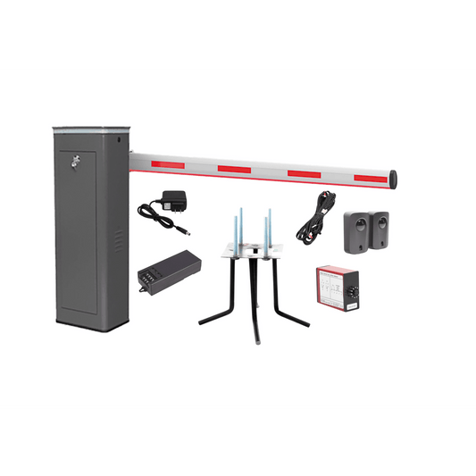 Kit COMPLETO Barrera Derecha XBF Con Corona LED / Brazo Iluminado de 3M / Incluye Sensor de Masa, Transformador, Lazo MagnÃ©tico, Ancla, Fotoceldas y 2 Controles InalÃ¡mbricos