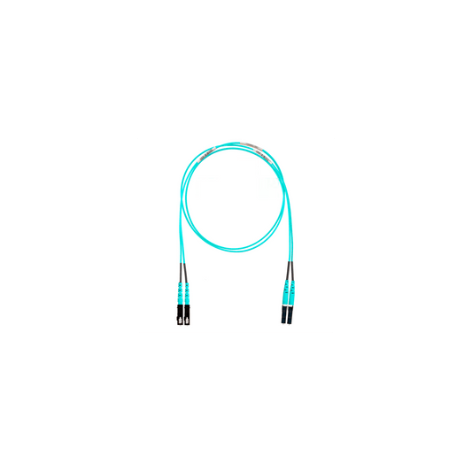 Jumper de Fibra Optica Multimodo 50/125 OM3, LC-SC Duplex, OFNR (Riser), Color Aqua, 15 Metros
