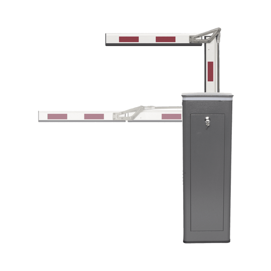 Kit de Barrera Vehicular Izquierda y Brazo ARTICULADO de 4 Metros / Finales de Carrera Ajustables por ProgramaciÃ³n / Movimiento Fluido / DiseÃ±o Elegante Color Gris / Con Corona Led Semaforizada