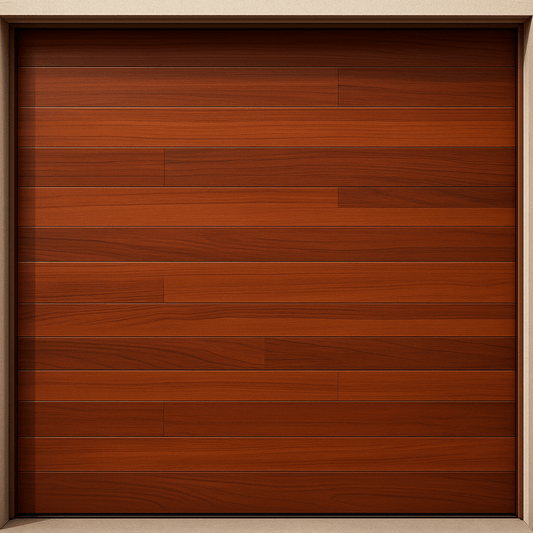 Puerta de Garage de Alta Calidad / Estilo Americano / Acabado Laminado PREMIUM / Color Madera Clara / 8x9 Pies.