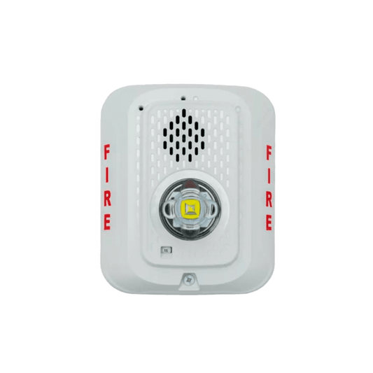 Sirena con LÃ¡mpara LED EstroboscÃ³pica / a 2 Hilos / Montaje en Pared / 24 Vcd / ConfiguraciÃ³n EstroboscÃ³pica Seleccionable / Texto en InglÃ©s / Color Blanca