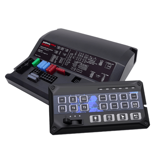 Sirena Vehicular de 200W de Potencia, Programable, Con Controlador de Panel Deslizante de 19 botones, indicador de flecha de trÃ¡fico de 6 LED, 12 Salidas Auxiliares