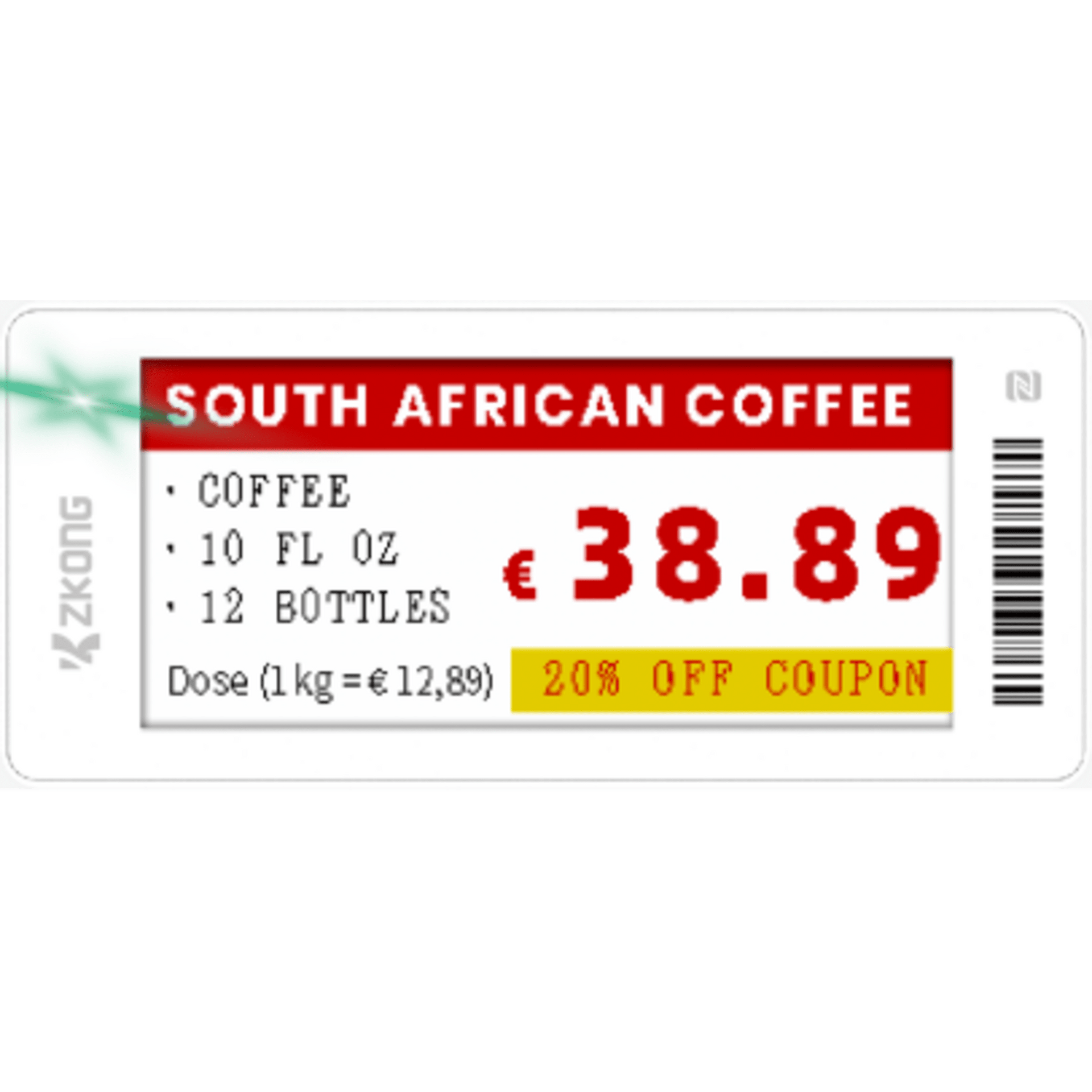 Etiqueta ElectrÃ³nica de EstanterÃ­a ZKE29B / Pantalla EPD GrÃ¡fica 2.9 Pulgadas / ResoluciÃ³n 296x128 PÃ­xeles / 4 Colores (Negro Blanco Rojo Amarillo) / BLE 5.0 con EncriptaciÃ³n AES-128 / BaterÃ­a 5 AÃ±os