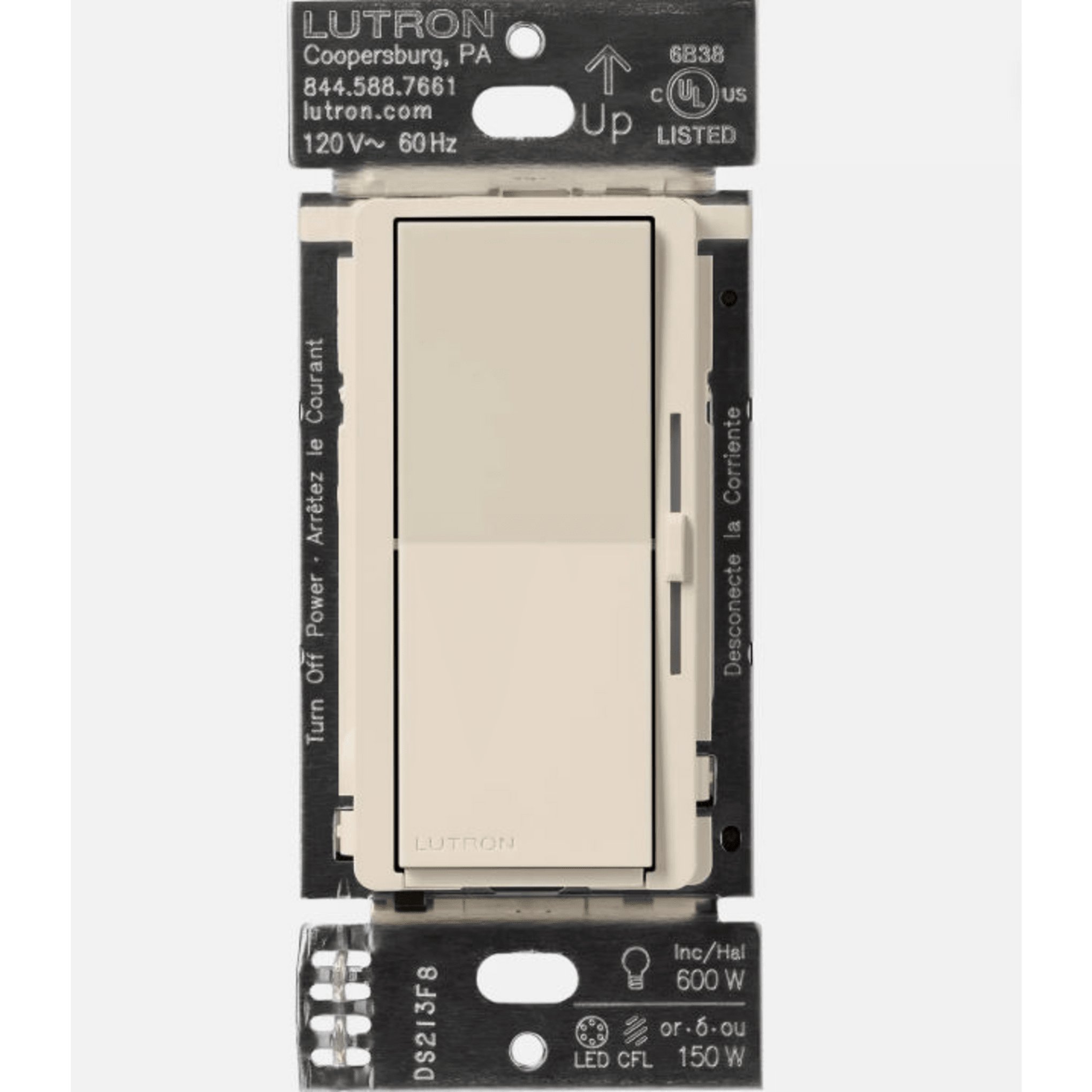 (Caseta Wireless) Atenuador de pared. Aumenta/Disminuye Intensidad de IluminaciÃ³n.  No requiere cable neutro. 150W LED / 600W INC/HAL