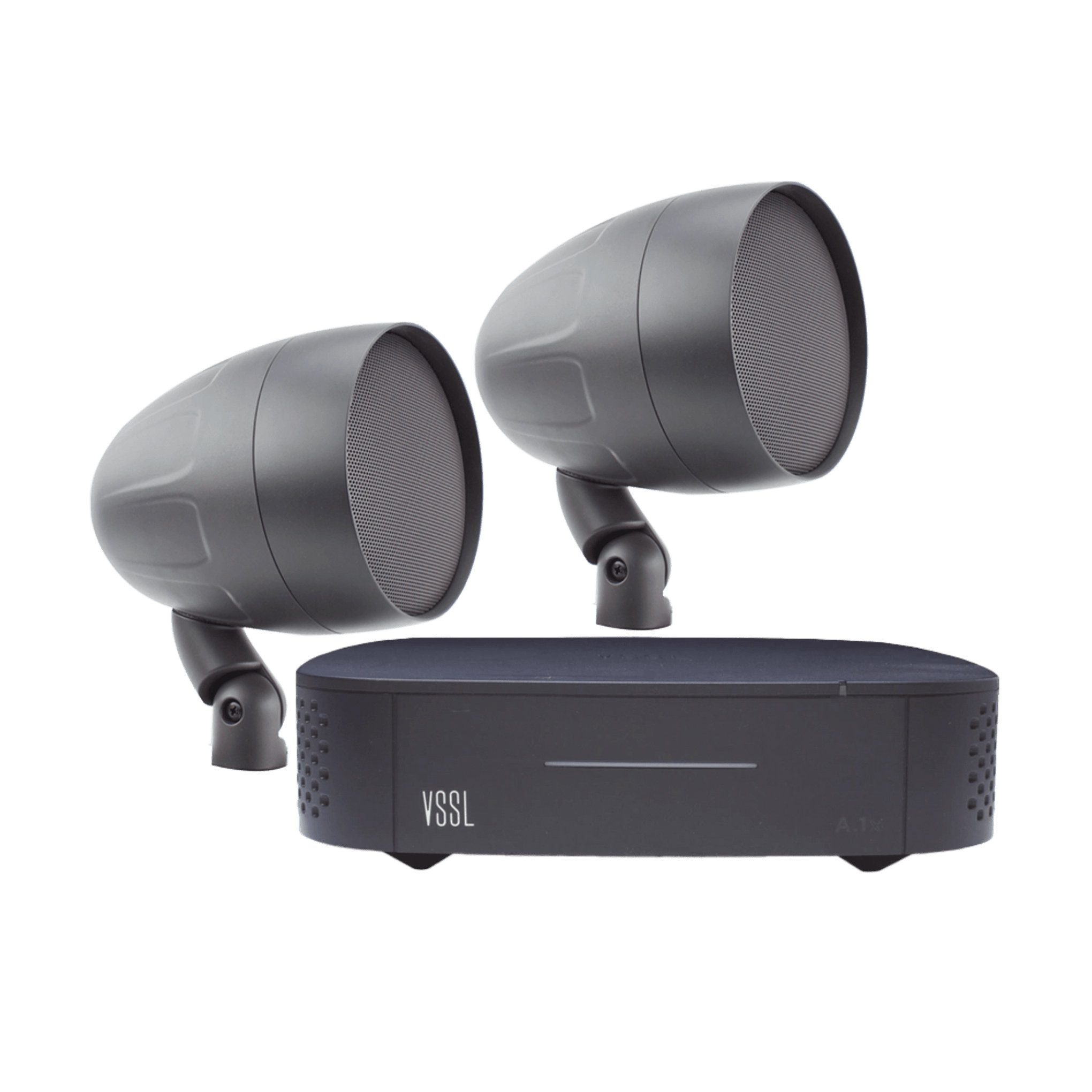 KIT Amplificador VSSL A1X | 2 Bocinas Acoustiscape TruAudio Modelo AS2T |  IP66