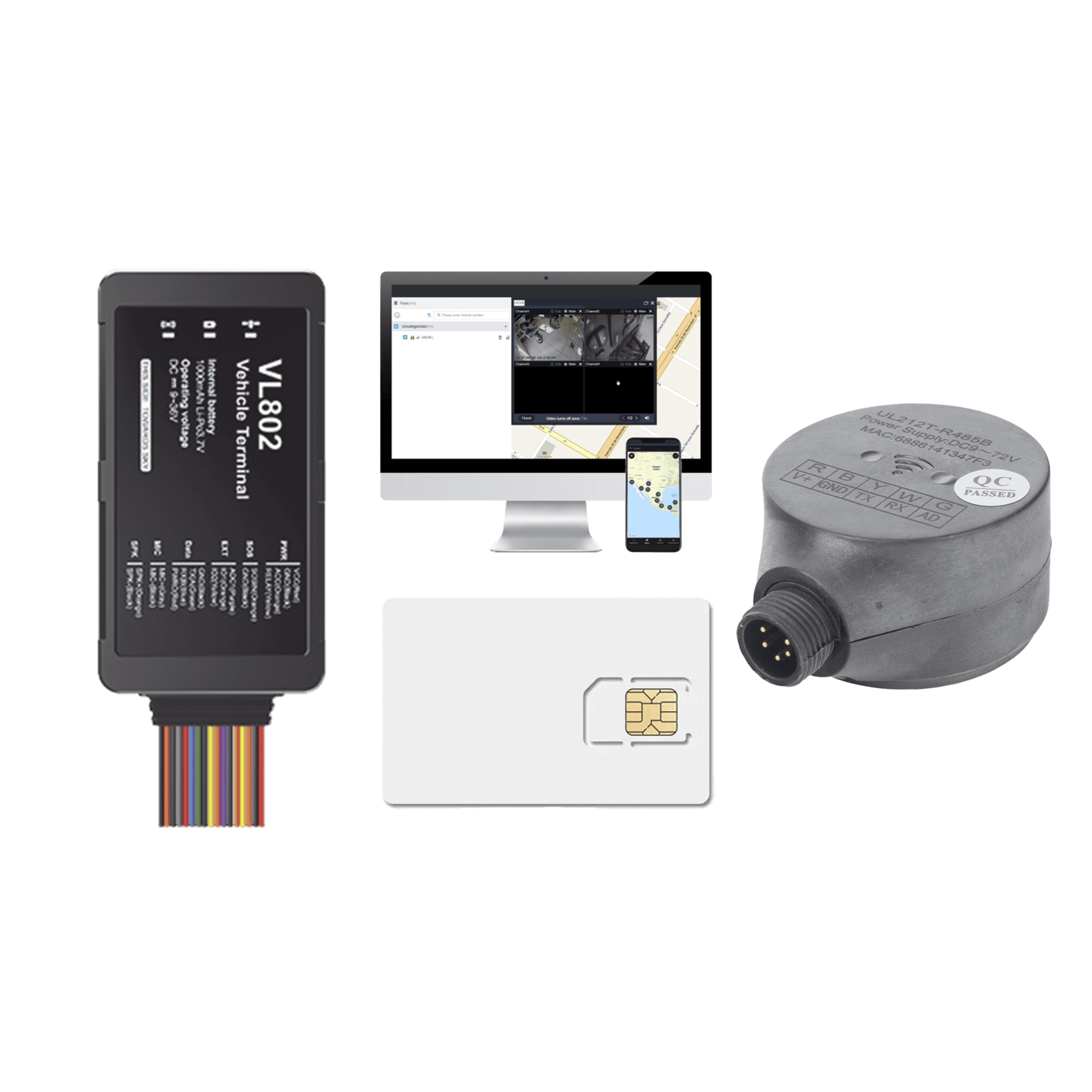 Kit localizador vehicular / 4G LTE / BLE / RS485 / Audio dos vias (requiere accesorios) / incluye SIM500MB2Y, Plataforma EPCOMGPSCODE y UL212 Sensor ultrasonico