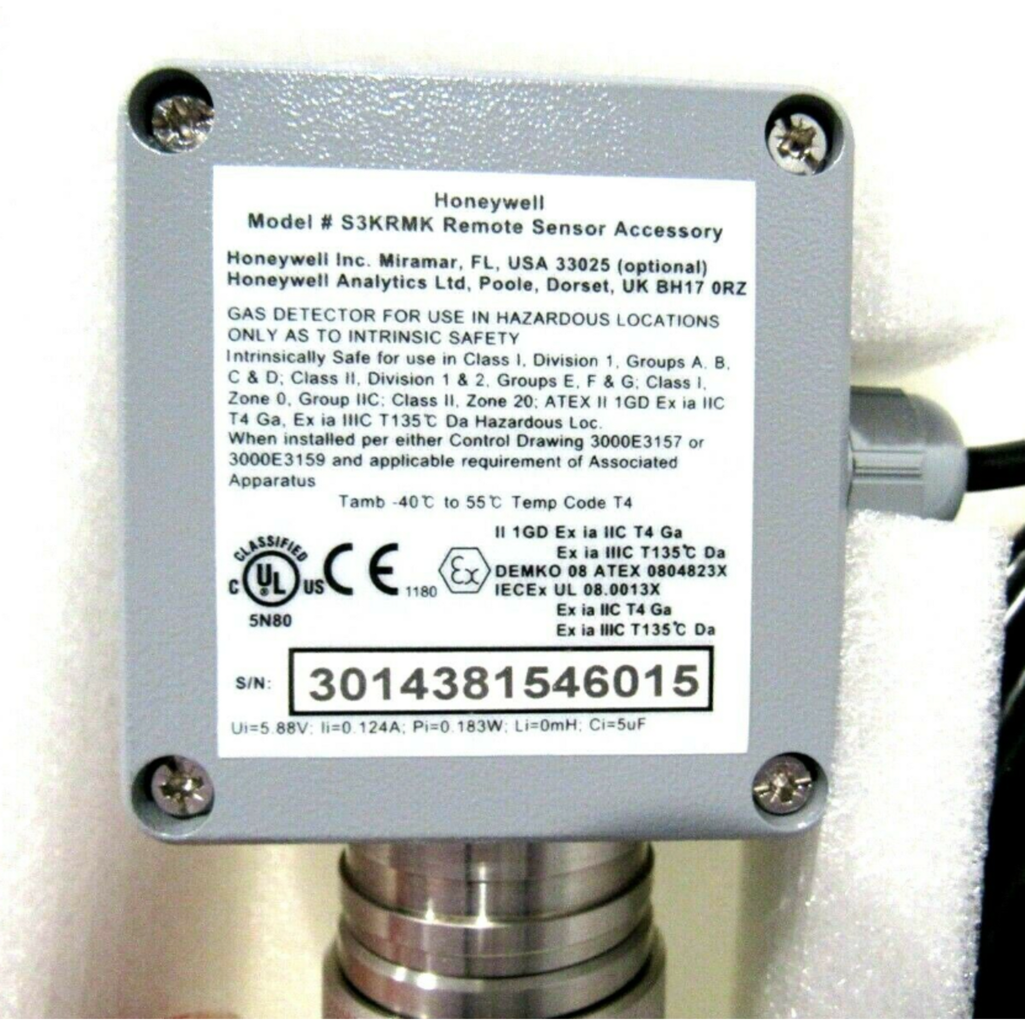 Kit De Montaje Remoto Para Sensores TÃ³xicos Con Personalidad Electroquimica EC (15m) Para Serie 3000 y XNX